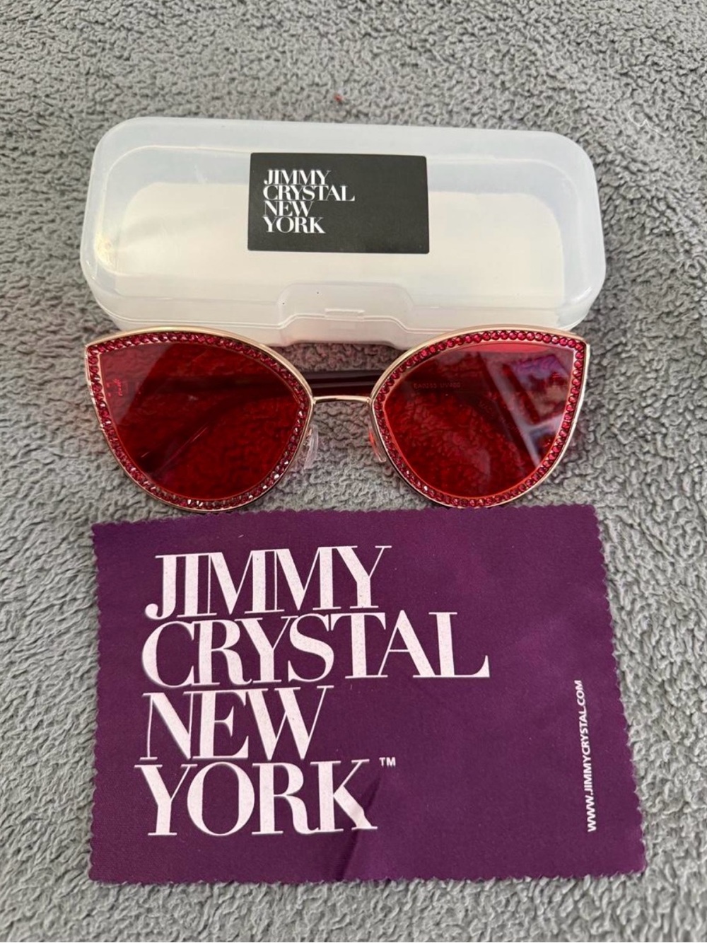 Jimmy Crystal New York Red Crystal Cat-Eye Sunglasses